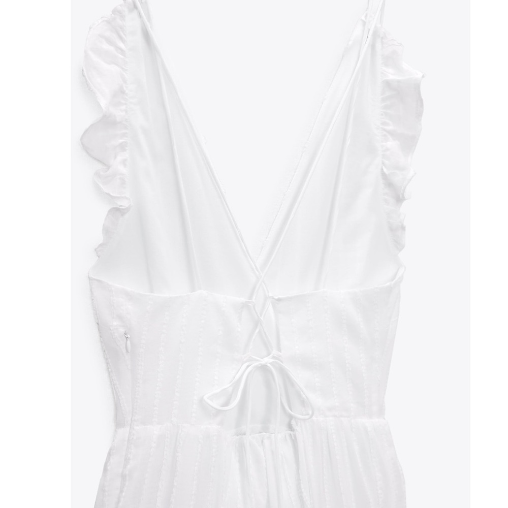 Zara XS White Midi Dress 3666/152 - Picture 4 of 6